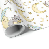 月の男の上に座っている子猫 ラッピングペーパー (ロールコーナー)