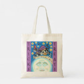 月の男の上に牛、かわいいトリックや治療 トートバッグ (裏面)