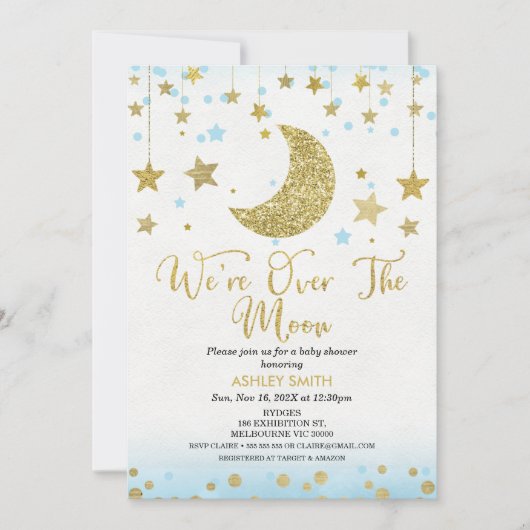 『月の男の子のベビーシャワー』 招待状 (正面)