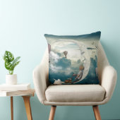 月の男の子の気球のファンタジーの芸術 クッション (椅子)