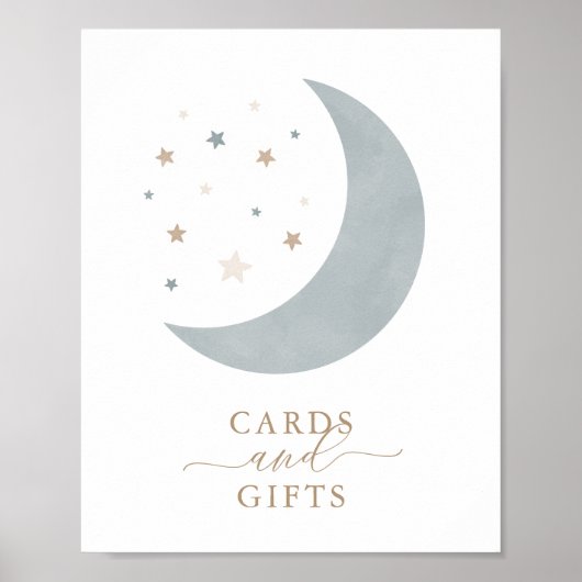 月の男の子の赤ちゃんシャワーのカードとプレゼント ポスター (正面)