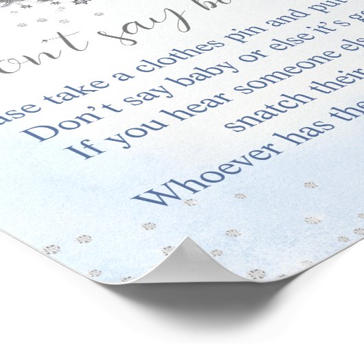 月の男の子の赤ちゃんシャワー上でベビーゲームを言わない ポスター (角)