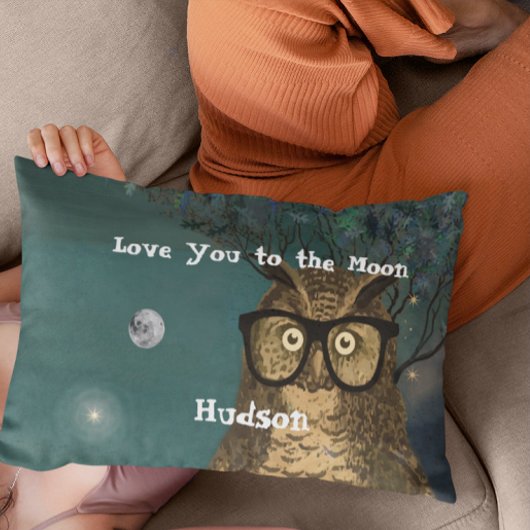 月の男の子の部屋に愛するフクロウ眼鏡で 枕カバー