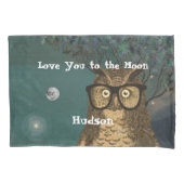 月の男の子の部屋に愛するフクロウ眼鏡で 枕カバー (正面)