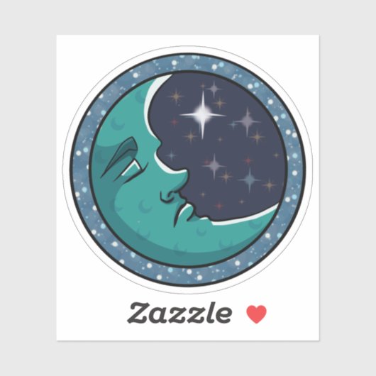 月の男の顔 シール (シート)