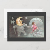 月の男ヴィンテージ新年 シーズンポストカード (正面/裏面)