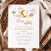 月の男女を問わモダンない赤ちゃんシャワーを浴びる 招待状