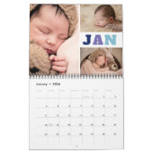 月の略称カラフル写真コラージュ カレンダー (1月 2026)