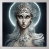 月の皇后美人画デジタルアート ポスター (正面)