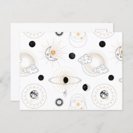 月の相の太陽の様式化されたレトロヴィンテージ惑星 ポストカード