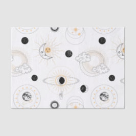 月の相の太陽の様式化されたレトロヴィンテージ惑星 薄葉紙