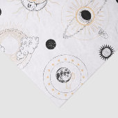 月の相の太陽の様式化されたレトロヴィンテージ惑星 薄葉紙 (詳細)