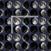 月の相抽象芸術黒紺の星空 ファブリック (タイル)