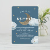 月の真夜中の青の車で赤ちゃんシャワーを浴びる 招待状 (スタンド正面)