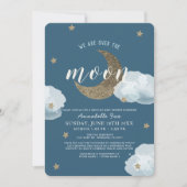 月の真夜中の青の車で赤ちゃんシャワーを浴びる 招待状 (正面)