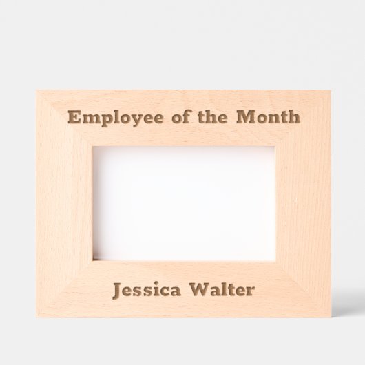 月の社員氏名スタッフの素朴文字 レーザー彫刻フレーム (正面)
