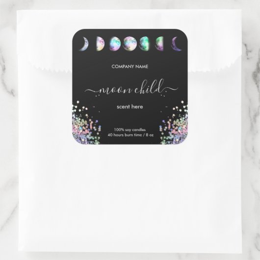 月の神秘的な意図Sevanal jarラベルクリスタル スクエアシール (バッグ)