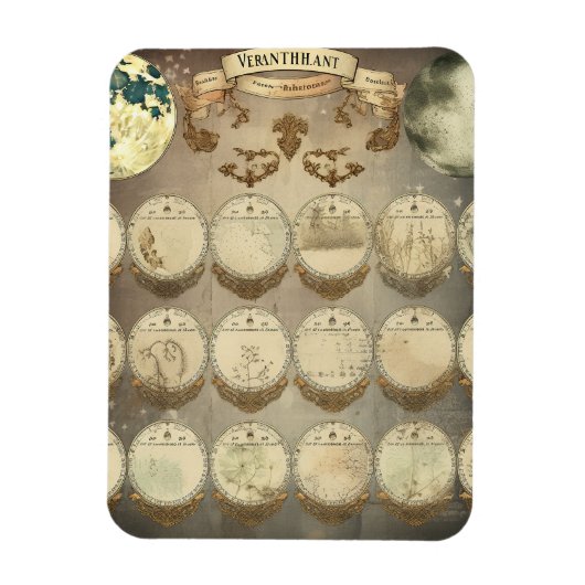 月の神秘的な – 月のアンティークのフェーズ マグネット (縦)