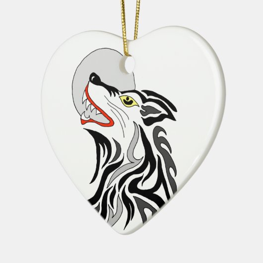 月の種族のオオカミの喚き声 セラミックオーナメント (左)