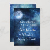 月の空の満月が星書の中で星を見る セーブザデート (正面/裏面)