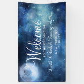 月の空の満月の天の星結婚の歓迎 横断幕 (縦)