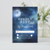 月の空の満月の天の結婚式RSVP返信 出欠カード (スタンド正面)