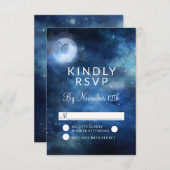 月の空の満月の天の結婚式RSVP返信 出欠カード (正面/裏面)