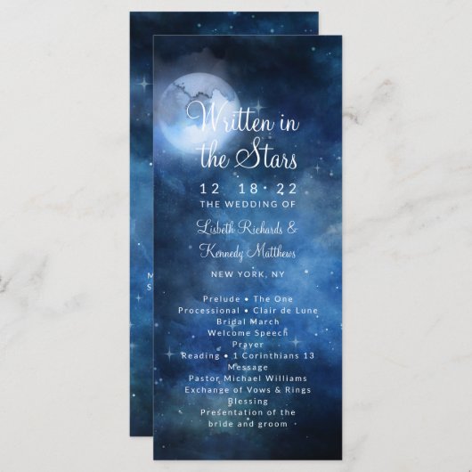 月の空の満月の天結婚の儀式 プログラム (正面/裏面)