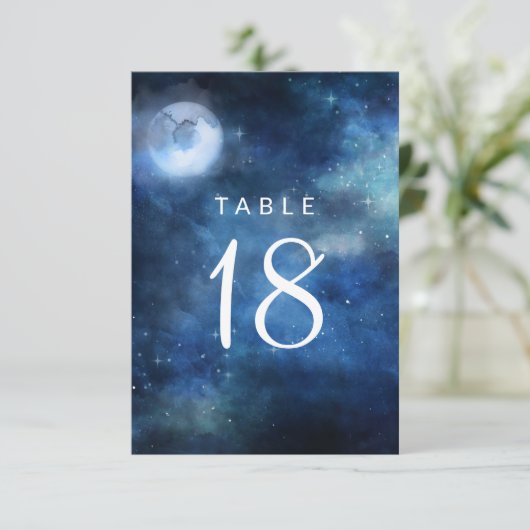 月の空の満月の座席のテーブ結婚ル番号 招待状 (スタンド正面)