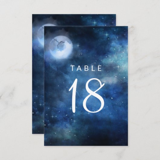 月の空の満月の座席のテーブ結婚ル番号 招待状 (正面/裏面)