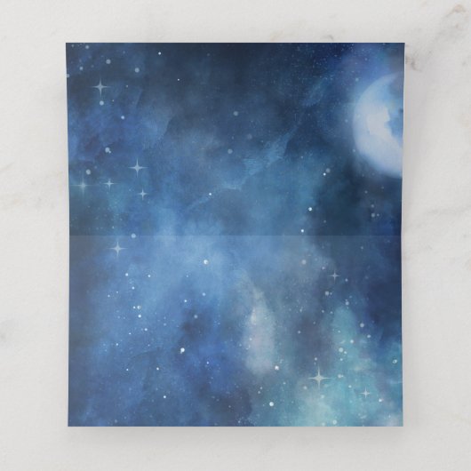 月の空の満月の星の予約結婚席 プレイスカード (内部開封)