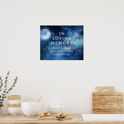 月の空の満月の星の愛する記憶のサイン ポスター (キッチン)