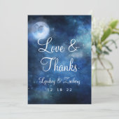 月の空の満月の星結婚の愛と感謝してい サンキューカード (スタンド正面)