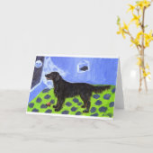 月の笑顔を感じるフラットティ カード (黄色い花)