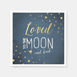 月の紙にナプキンベイビーシャワースターズ金ゴールド スタンダードカクテルナプキン