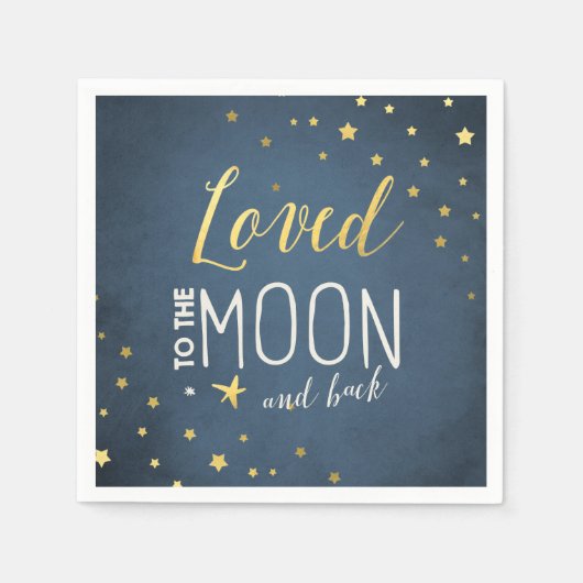 月の紙にナプキンベイビーシャワースターズ金ゴールド スタンダードカクテルナプキン (正面)