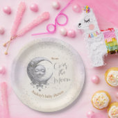 月の紫のクリームユニセックスの赤ちゃんシャワーの上で ペーパープレート (パーティー)