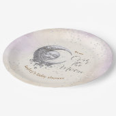 月の紫のクリームユニセックスの赤ちゃんシャワーの上で ペーパープレート (アングル)