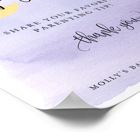 月の紫色の子育てヒントの瓶の表示の上 ポスター (角)