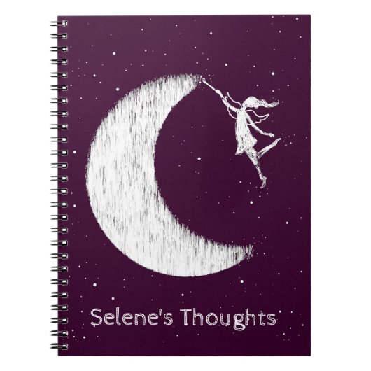 月の紫色を絵を描いて下さい ノートブック (正面)