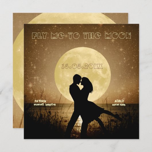 月の結婚式招待状に私を飛ばして下さい 招待状 (正面/裏面)