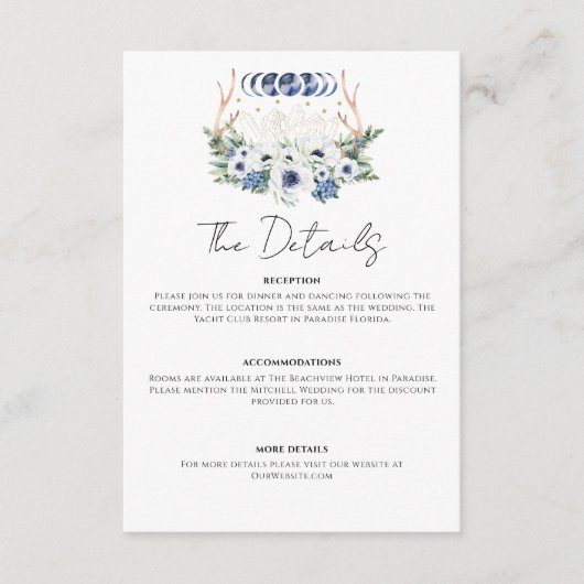 月の結晶の花ボホ形而上学的結婚な エンクロージャーカード (正面)