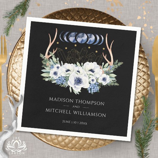 月の結晶の花ボホ形而上学的結婚な スタンダードカクテルナプキン