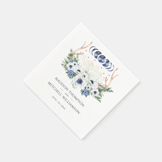 月の結晶の花ボホ形而上学的結婚な スタンダードカクテルナプキン (角)