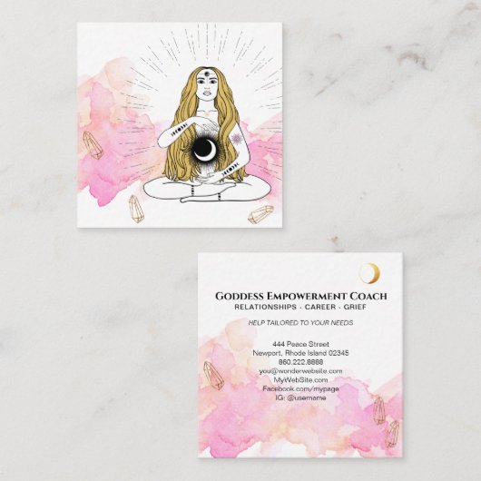 *~*月の結晶宇宙ルナ女神金ゴールド線 スクエア名刺 (正面/裏面)