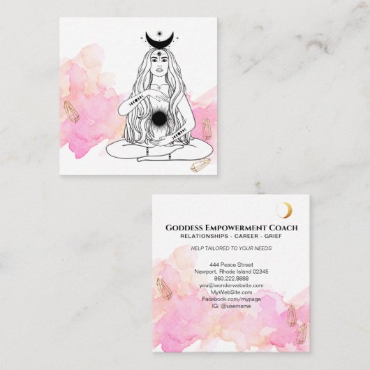 *~*月の結晶宇宙ルナ女神黒金ゴールド スクエア名刺 (正面/裏面)