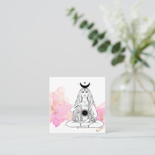 *~*月の結晶宇宙ルナ女神黒金ゴールド スクエア名刺 (スタンド正面)