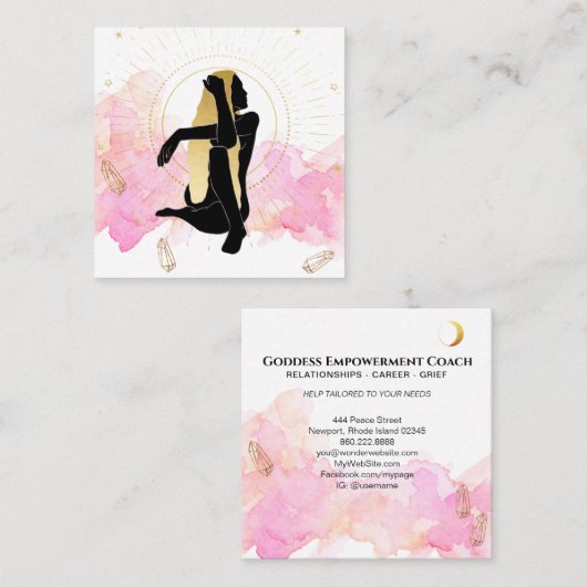 *~*月の結晶宇宙金ゴールド黒女神 スクエア名刺 (正面/裏面)