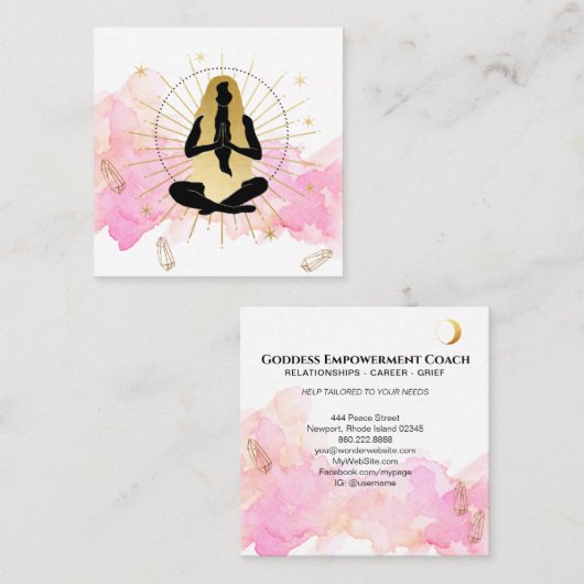 *～*月の結晶宇宙黒女神金ゴールド線  スクエア名刺 (正面/裏面)