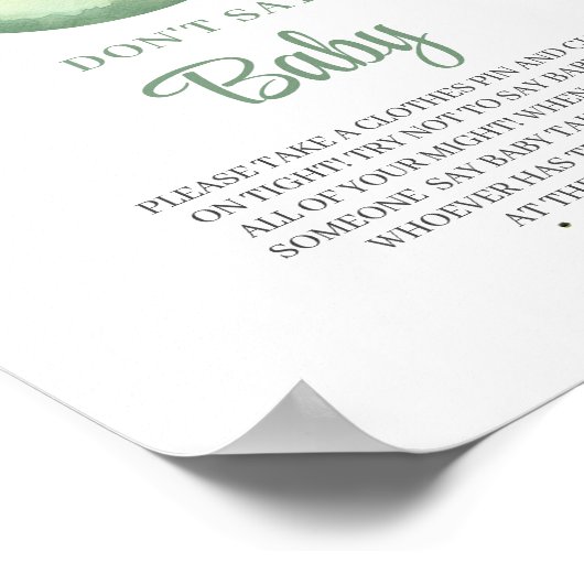 月の緑の上では、ベビーゲームのサインを言わない ポスター (角)